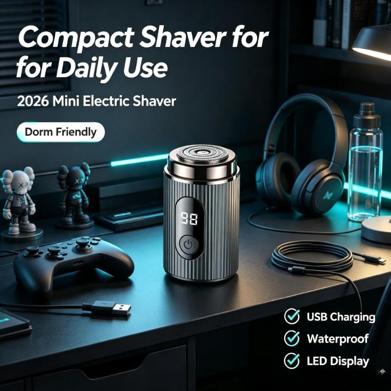 Mens Grooming Travel Kit - 2026 Mini Electric Shaver Portable Rechargeable