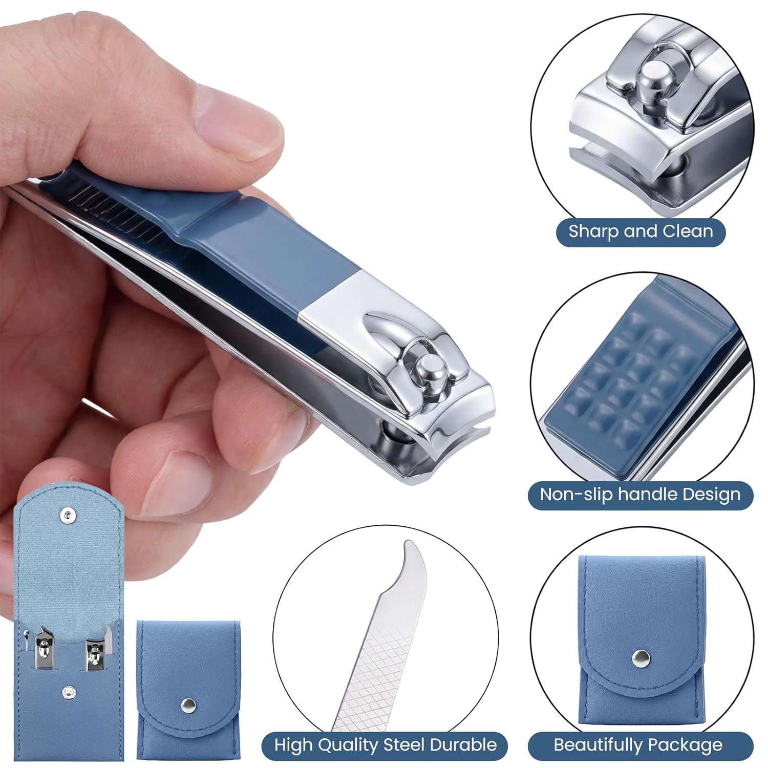 Mens Grooming Kit Case - Travel Manicure Kit, 5 PCS/Set Portable