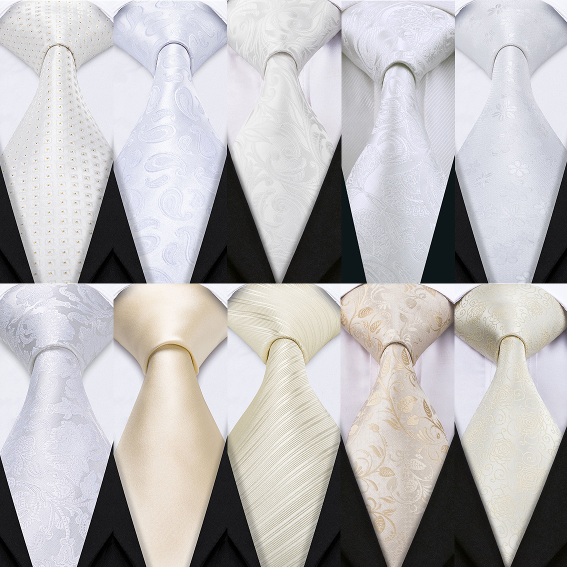 Fashion White Mens Wedding Tie - Men'S Grooming Set Gift recension och pris
