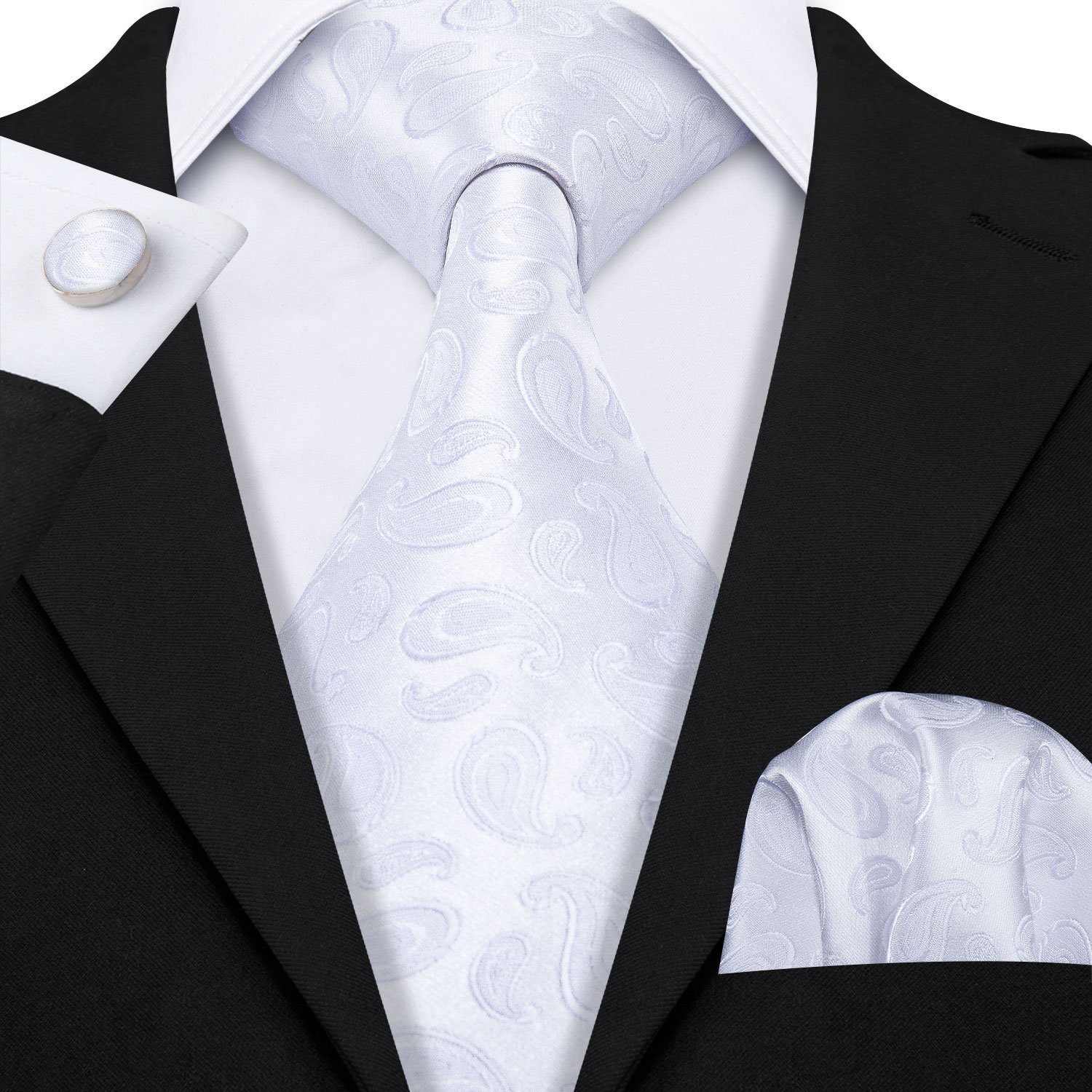 Fashion White Mens Wedding Tie - Men'S Grooming Set Gift recension och pris