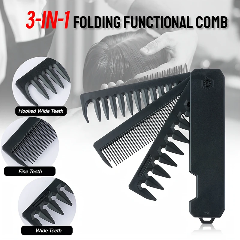 3-in-1 Folding Beard Comb for  - Mens Grooming Box recension och pris