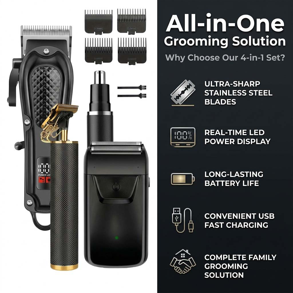 4 in 1 Men's Hair Clipper Set, - Beard Trimmer Cordless recension och pris