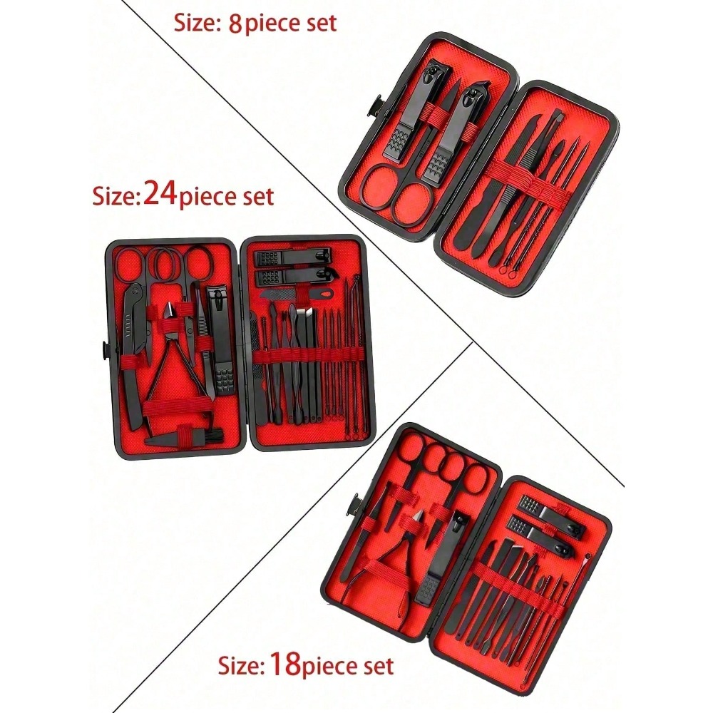 8/24pcs Professional Manicure  - Mens Grooming Kit Case recension och pris
