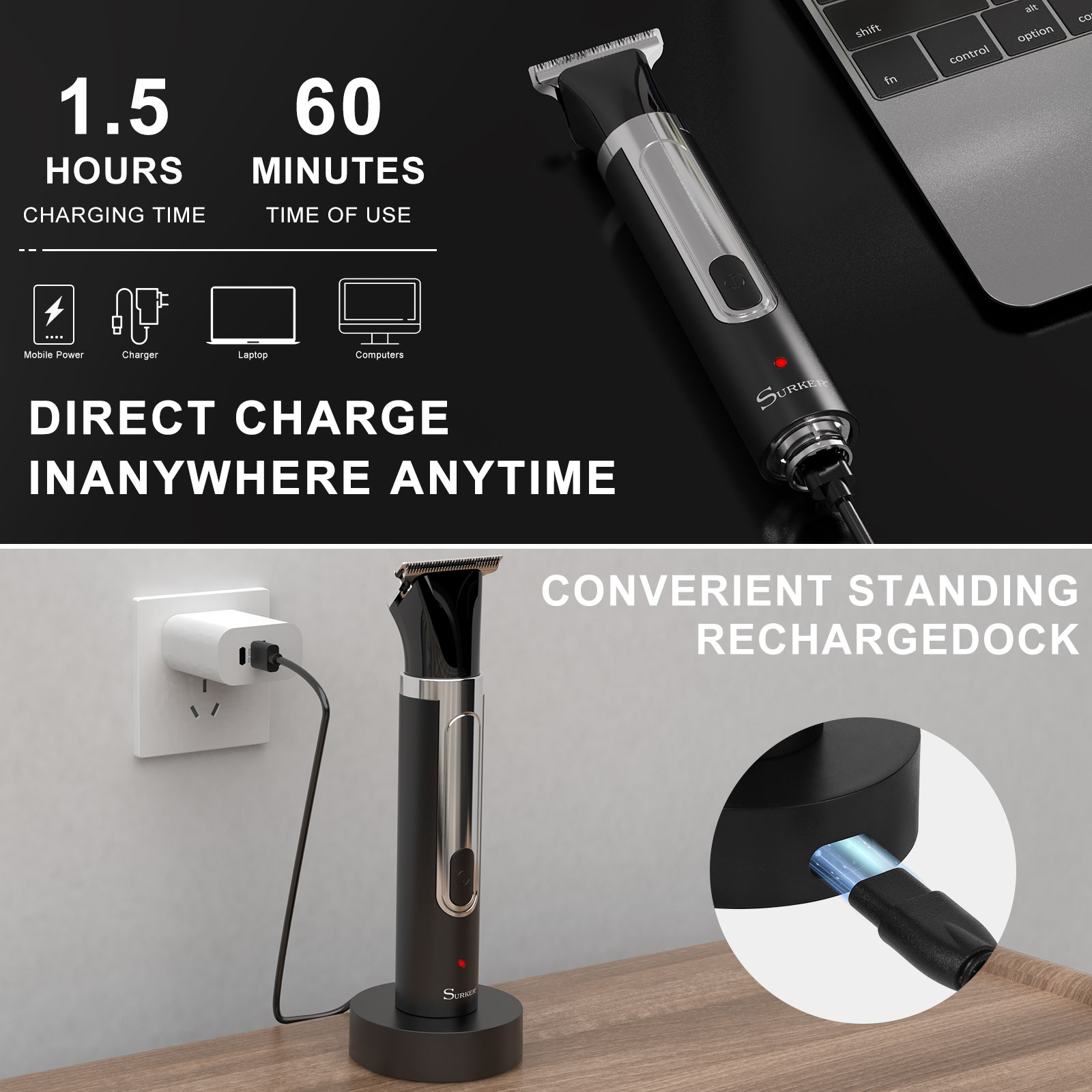 Surker 4-in-1 Shaver for Men G - Men'S Grooming Hair And Body Wash recension och pris