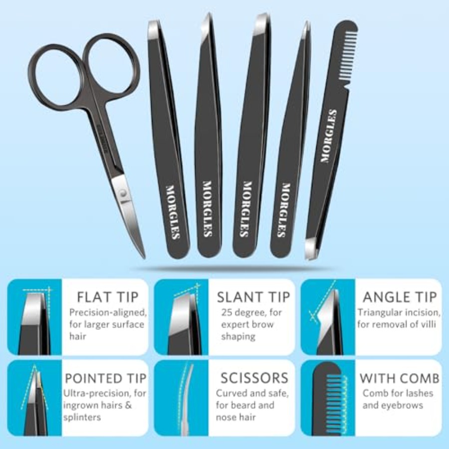 zz-Tweezers Set for Men 9 Pcs  - Mens Grooming Kit Case recension och pris